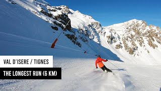 The longest run in Val dIsere Tignes Grande Motte glacier to Val Claret village top to bottom [upl. by Ara]