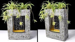 DIY Concrete RainFall Fountain Planter Pot ⛲ Cement Craft Ideas [upl. by Harbird]