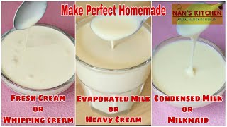 Make Fresh CreamCondensed Milkevaporated milk at home  HOMEMADE DESSERT RECIPES [upl. by Vershen]