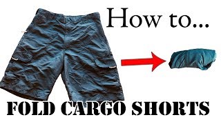 Army Packing Hack How to Roll Cargo Shorts for Travel  Space Saving  Camping Vacation CarryOn [upl. by Anallese]