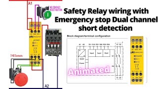 How to wire Safety Relay  Emergency Stop Dual Channel Monitoring with reset  Easy Explained [upl. by Sidell]