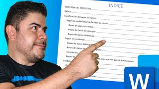 CÓMO CREAR ÍNDICE AUTOMÁTICO PARA TESIS O PROYECTOS EN WORD Tabla de contenido [upl. by Erl]