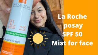 The BEST SPF 50 for face with make up  La Roche Anthelios Mist  Pharmacist review [upl. by Mortie]