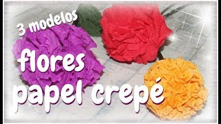 FLORES DE PAPEL CREPE SENCILLAS 3 MODELOS  paso a paso [upl. by Froh271]