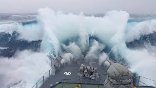 WARSHIP Hit By Monster Wave Near Antarctica 4K [upl. by Milah]