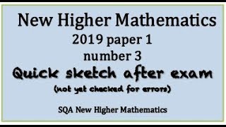 2019 SQA Higher Mathematics paper 1 no3 Quick Sketch [upl. by Notsgnik544]