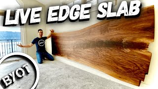 DIY HEADBOARD  LIVE EDGE SLAB [upl. by Enilrad]