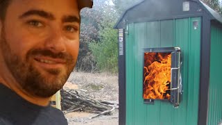 Outdoor Wood Burning Furnace Tour HOW IT WORKS [upl. by Seuguh906]