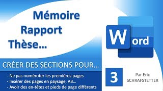 3  Rapport mémoire avec Word  Créer des sections pour [upl. by Asuncion]