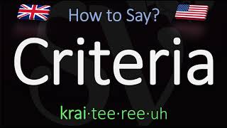 How to Pronounce Criteria CORRECTLY Meaning amp Pronunciation [upl. by Anrapa957]