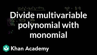 Dividing multivariable polynomial with monomial  Algebra II  Khan Academy [upl. by Packer]