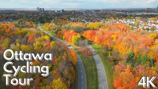 Autumn bike ride along Aviation Pathway to Rideau Falls  Ottawa Cycling Tour 2022 [upl. by Crean]