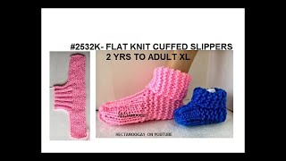 Easy Beginner Knit Cuffed Slippers worked flat on 2 needles 2532 [upl. by Anisor]