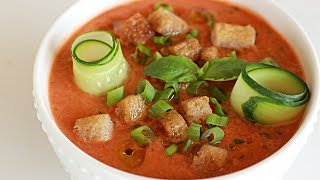 Gazpacho Recipe  Spanish Cold Tomato Soup [upl. by Iruyas672]