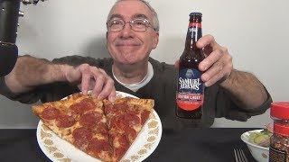 ASMR Eating Dominos Pepperoni Pizza with Sam Adams Beer Night [upl. by Fahy]