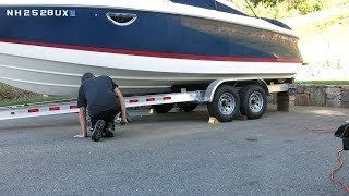 Repositioning a 25 Boat on its trailer while in the driveway [upl. by Rydder223]