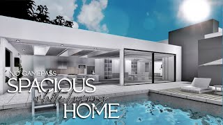 Bloxburg No Gamepass  Spacious White Luxury Home  Family Modern Mansion Speebuild [upl. by Martino]