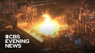 Explosion and fire breaks out at California oil refinery [upl. by Tommi479]