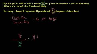 Dividing fractions word problems ex 1 [upl. by Dwaine793]