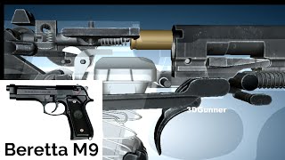 3D Animation How a Beretta M9  92 Pistol Works [upl. by Oibesue]