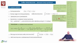 odc 34 Całka nieoznaczona  całkowanie funkcji wymiernych [upl. by Itak]