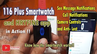 116 Plus smartwatch and HRYFine app DEMO Message Call Notifications see it in Action [upl. by Tiras]