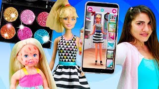 Barbie giyim ve makyaj yapma oyunu Barbie ailesi videosu [upl. by Ahto]