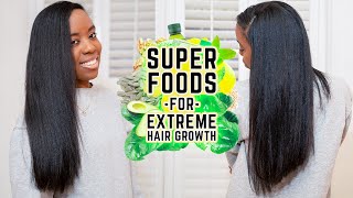 8 Superfoods For HEALTHY STRONG HAIR amp Extreme HAIR GROWTH [upl. by Eidahs]