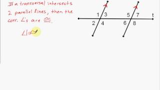 Corresponding Angles Postulate and Alternate Interior Angles Theorem [upl. by Ayanad]