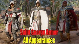 Assassins Creed Valhalla  Saint George Armor Set Full Upgrade All Appearances [upl. by Eadmund]