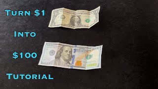 Turn 1 into 100  Magic Money Trick Dollar Manipulation Tutorial  100 Subscribers Special [upl. by Horten94]