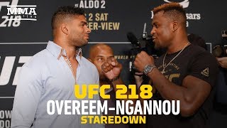 UFC 218 Alistair Overeem vs Francis Ngannou Staredown  MMA Fighting [upl. by Elleynod]