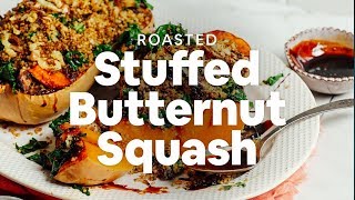 Roasted Stuffed Butternut Squash  Minimalist Baker Recipes [upl. by Repsac764]