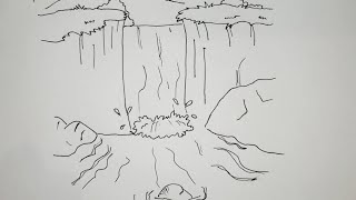 Kako nacrtati Vodopad PriroduHow to draw a simple beautiful Waterfall landscape🏞️ [upl. by Helprin]