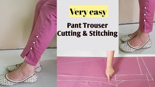 Very Easy Pant Trouser Cutting and StitchingPalazzo Pant Cutting and StitchingFor Beginners [upl. by Noell]