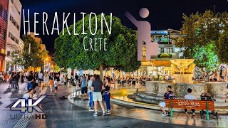 Heraklion Crete Greece 🇬🇷  Virtual Night City Tour 4K [upl. by Rehpotsyrhc]