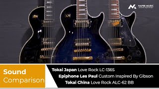 Sound Comparison  Tokai Love Rock Japan China and Epiphone Les Paul Custom [upl. by Doubler]