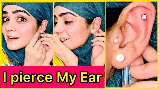 How I Pierced My Tragus and Helix At Home  Dietitian Aqsa [upl. by Allebara]