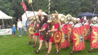 Roman Reenactment at the Amphitheatre in Caerleon Marching In [upl. by Chirlin]