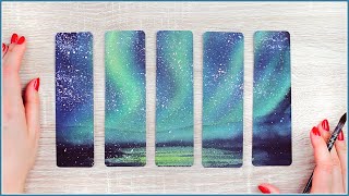 DIY Watercolor Bookmarks amp Gift Ideas  How to Paint the Northern Lights  Aurora Borealis [upl. by Flaherty467]