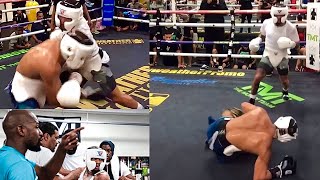 Gervonta Davis KNOCKDOWN a Welterweight Who tried to BULLY Tank in Sparring in Floyd Mayweather Gym [upl. by Erdeid3]