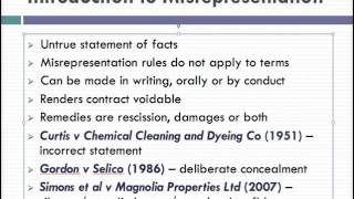 Misrepresentation Lecture 1 of 4 [upl. by Alliuqat]