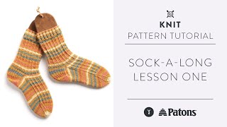 Knit Socks  Lesson ONE  Patons SockALong [upl. by Corabelle]