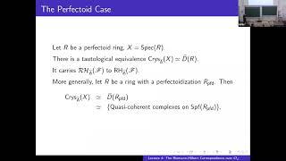 Jacob Lurie A RiemannHilbert Correspondence in padic Geometry Part 4 [upl. by Atinav]