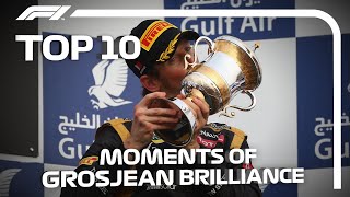 Top 10 Moments of Romain Grosjean Brilliance in F1 [upl. by Guenevere]