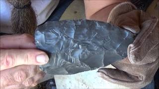 flintknapping a spearhead part 1 breaking rock [upl. by Orban590]