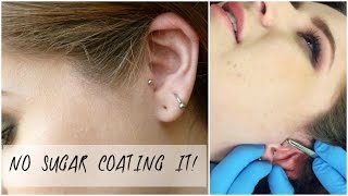 MY TRAGUS PIERCING EXPERIENCE  HEALING PROCESS CLEANING PAIN LEVEL [upl. by Lillie]