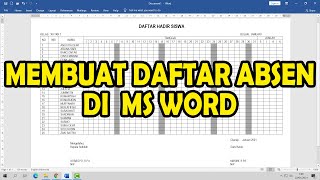 Cara Membuat Daftar Absen 1 Bulan di Ms Word [upl. by Lilly285]