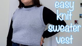 EASY Knit Sweater Vest Tutorial  DIY Knit Vest [upl. by Tnarb114]