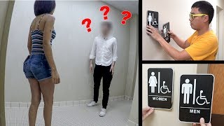 Switching Bathroom Signs Prank Part 2 [upl. by Nnaear366]